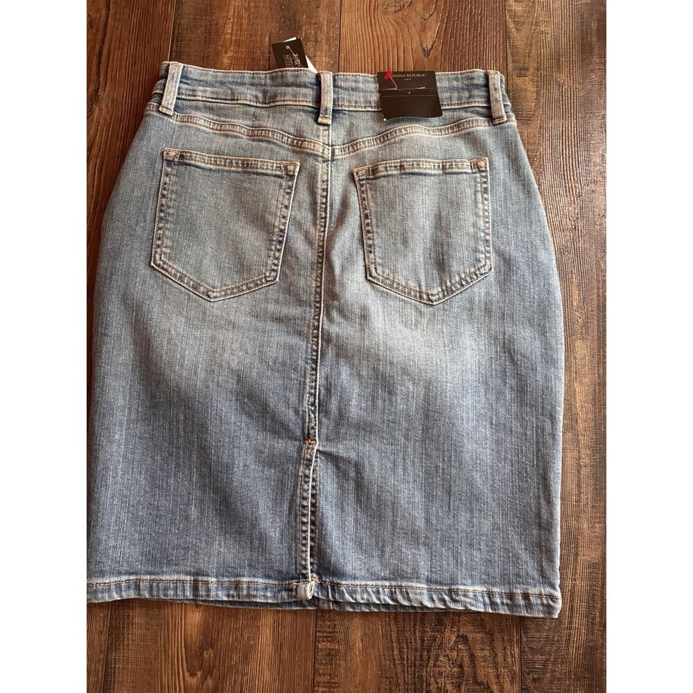 NWT Banana Republic Skirt Womens 4 Blue Denim Button Front Pockets Jean - Picture 7 of 7